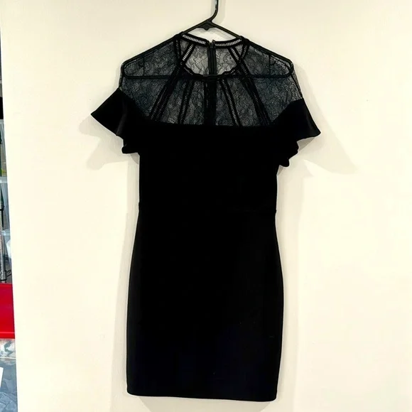 Express Black lace flutter sleeve mini dress whimsigoth dark - Picture 2 of 9